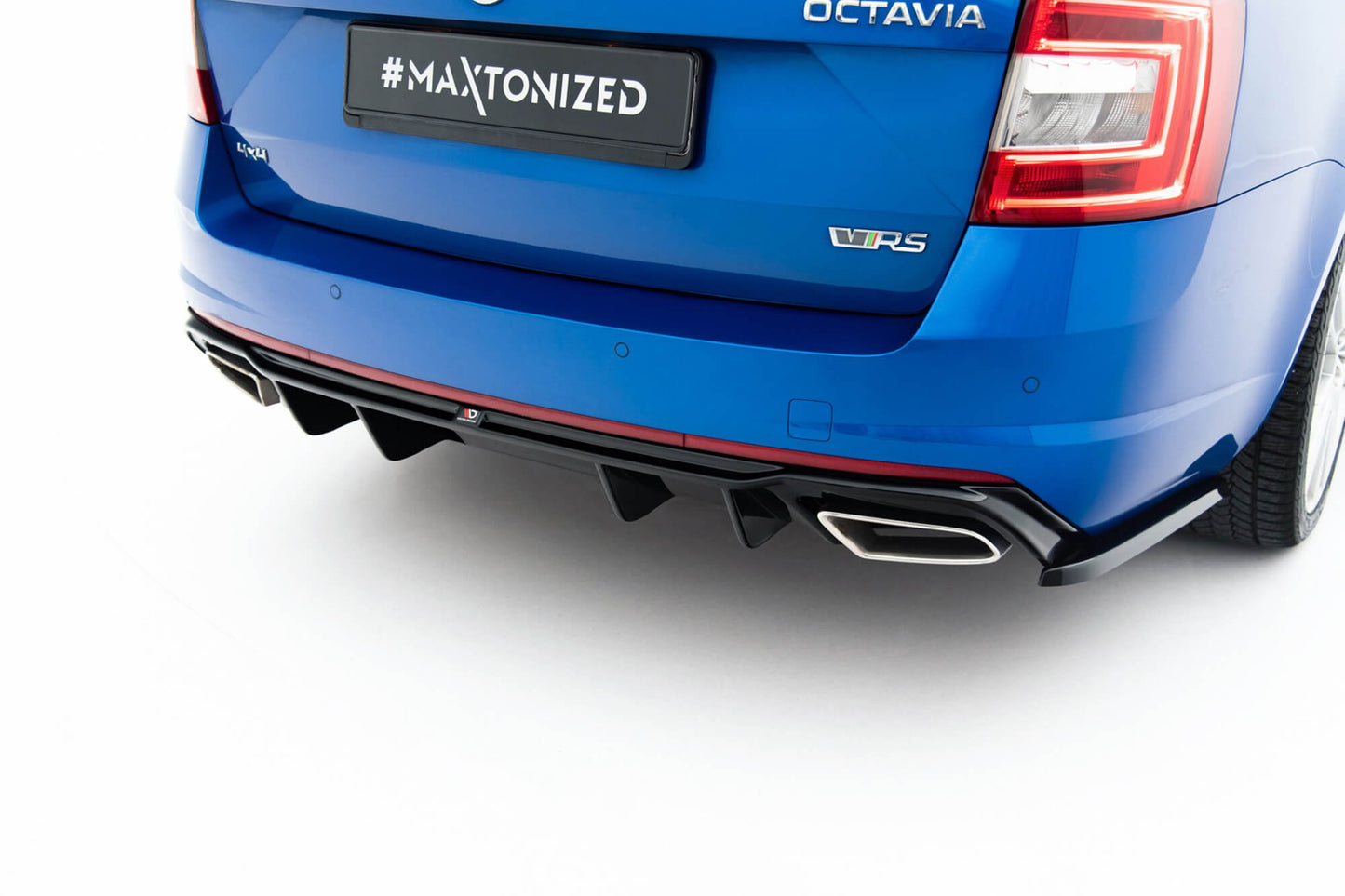 Rear diffuser Maxton Design for Skoda Octavia hatchback, station wagon (2013‑2019) RS bumper, gloss black