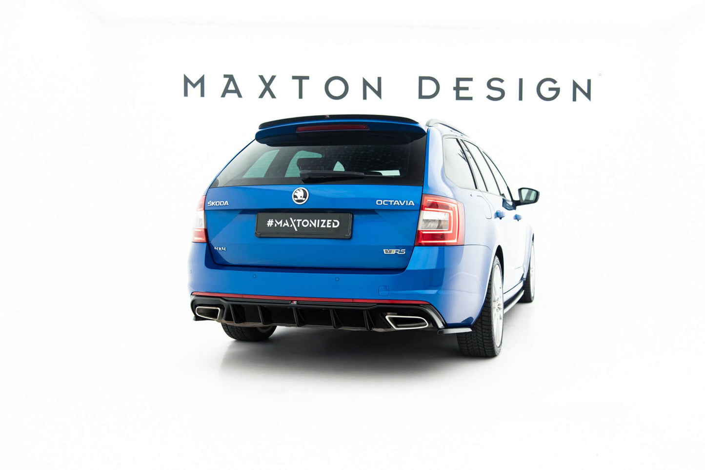 Rear diffuser Maxton Design for Skoda Octavia hatchback, station wagon (2013‑2019) RS bumper, gloss black