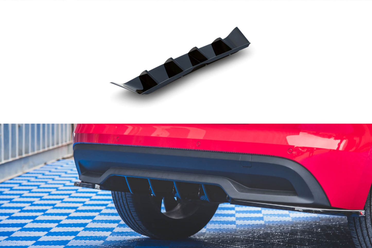 Insert difuzor bară spate Maxton Design pentru Skoda Kamiq (după 2019), negru mat