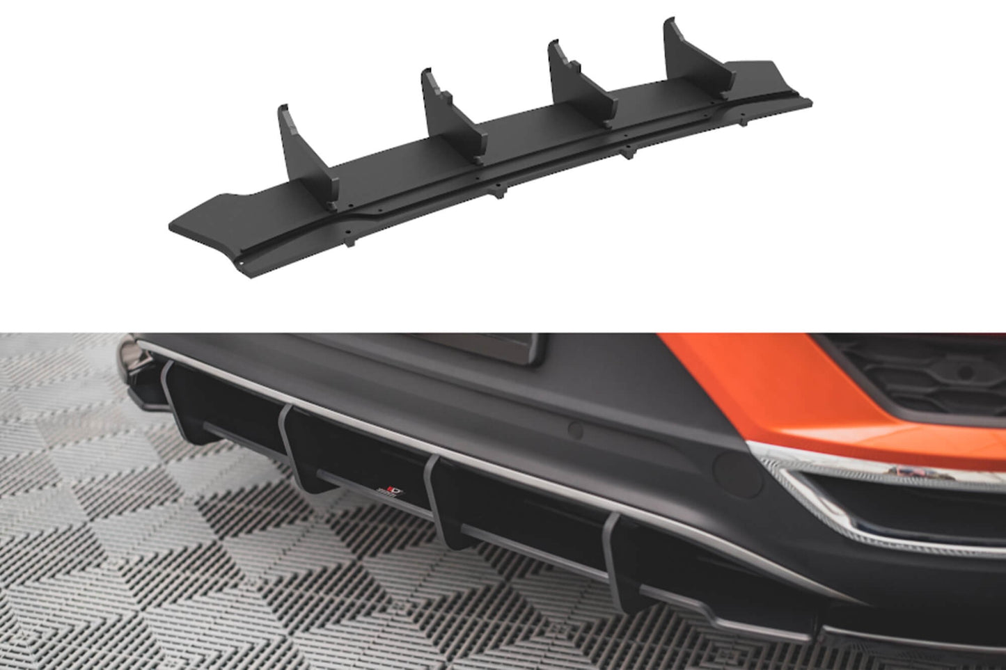 Insert difuser bara spate Maxton Design Street Pro pentru VW T-Roc (dupa 2017), negru mat