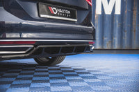 Add-on Maxton Design cu nervuri verticale pentru difuser, pentru bara spate standard a VW Passat B8 (dupa 2014), lac negru