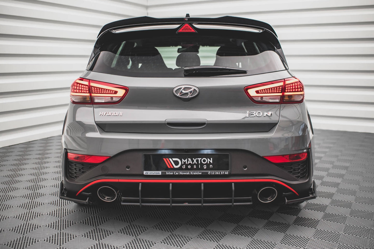 Diffuser Maxton Design Street Pro pentru Hyundai i30 hatchback N-Line (2020-), negru mat