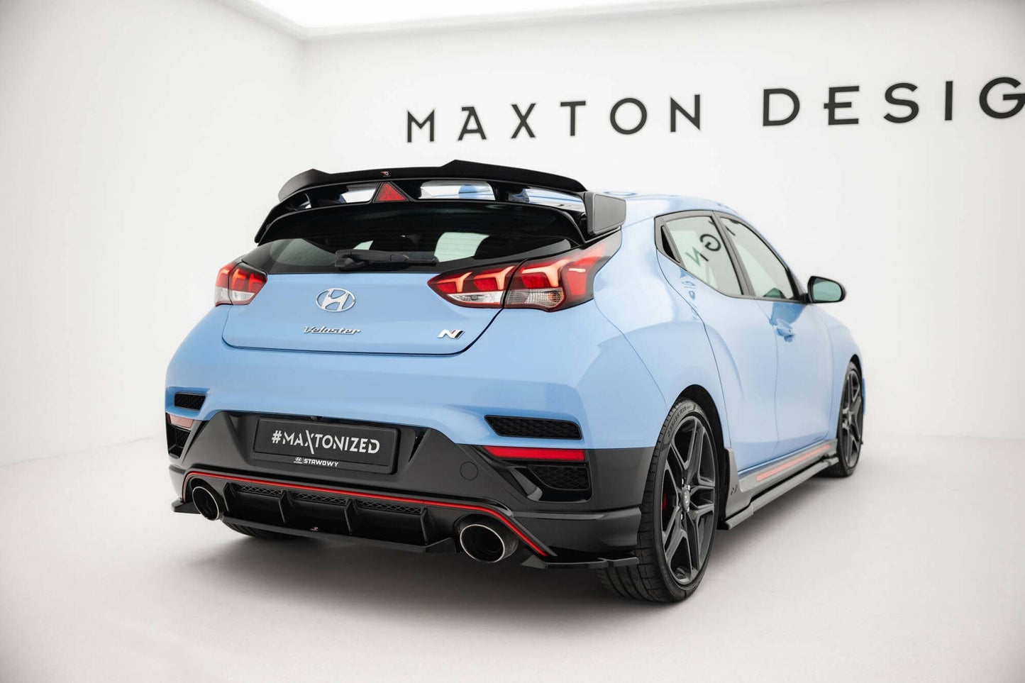 Extensii bara spate Maxton Design pentru Hyundai Veloster N (2018-2022), negru lac
