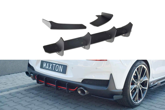 Difuser Maxton Design, inserții pentru bara spate a Hyundai i30 hatchback (2017-), negru mat