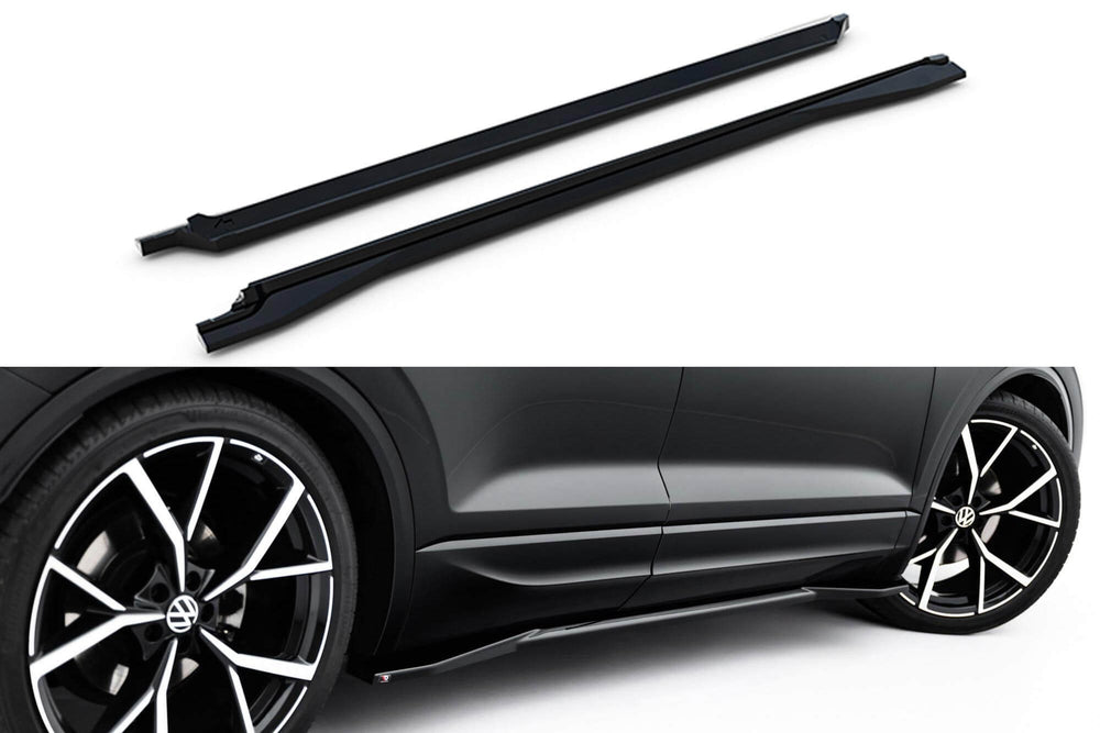 Maxton Design inserturi praguri R‑Line pentru Volkswagen Touareg Mk3 Facelift (dupa 2023), negru lacuit