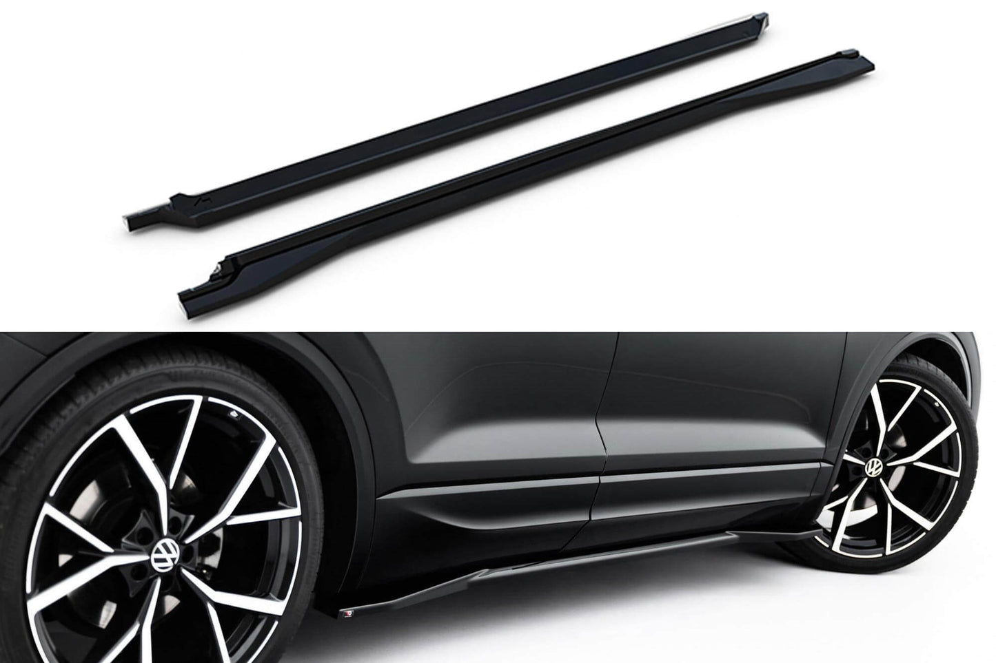Maxton Design inserturi praguri R‑Line pentru Volkswagen Touareg Mk3 Facelift (dupa 2023), negru lacuit