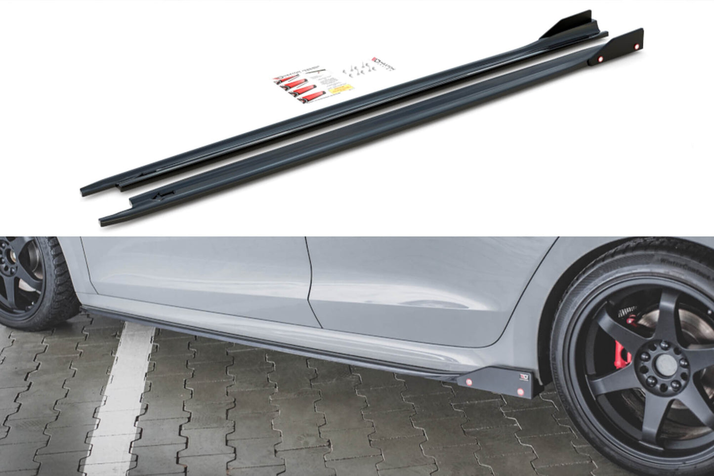 Maxton Design praguri tip RS versiunea 2 pentru Skoda Octavia (dupa 2020), negru lac