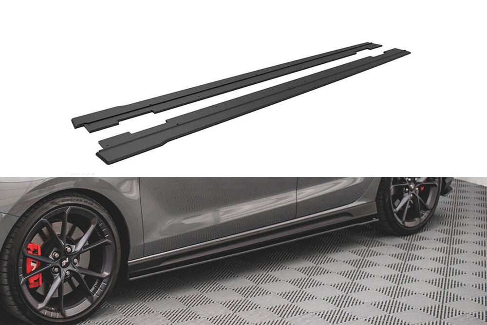 Praguri laterale Maxton Design versiunea 2 pentru Hyundai i30 N hatchback (2017-), negru mat