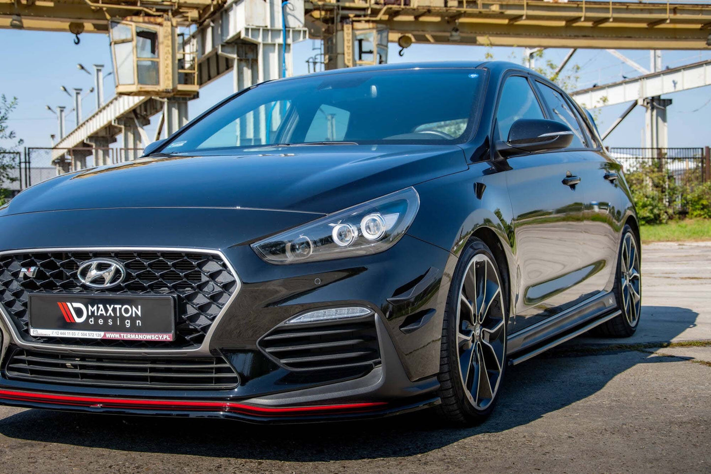 Extensii bara fata Maxton Design pentru Hyundai i30 N Fastback, hatchback (2017-2020), negru lac
