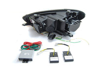 Faruri tuning LED DRL pentru Volkswagen Scirocco, cu baza neagra, compatibile cu modelul echipat din fabrica cu lumini DRL. Set stanga + dreapta