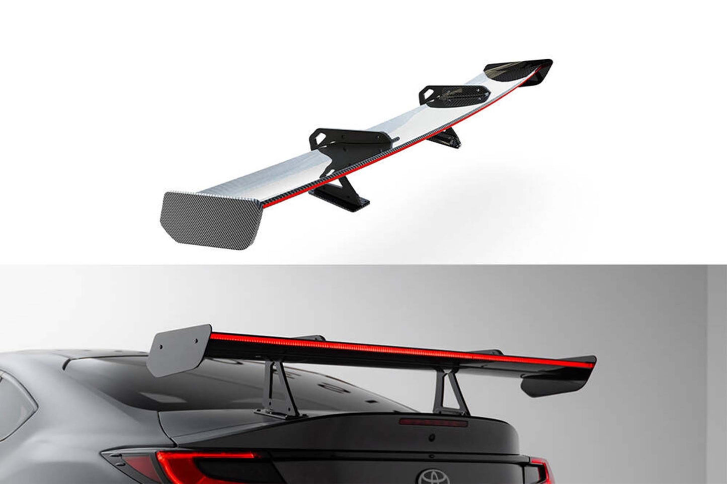 Spoiler din fibră de carbon Maxton Design pentru aripă portbagaj cu lumină de frână LED pentru Toyota GR86 (după 2021)