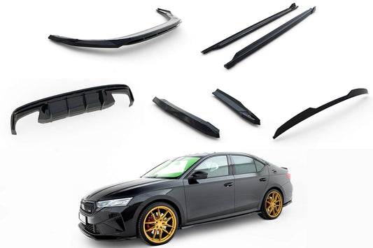Maxton Design RS Style Spoiler Set for Skoda Octavia RS Liftback (after 2024) Side Skirts, Front Bumper, Rear Bumper and Boot, Gloss Black