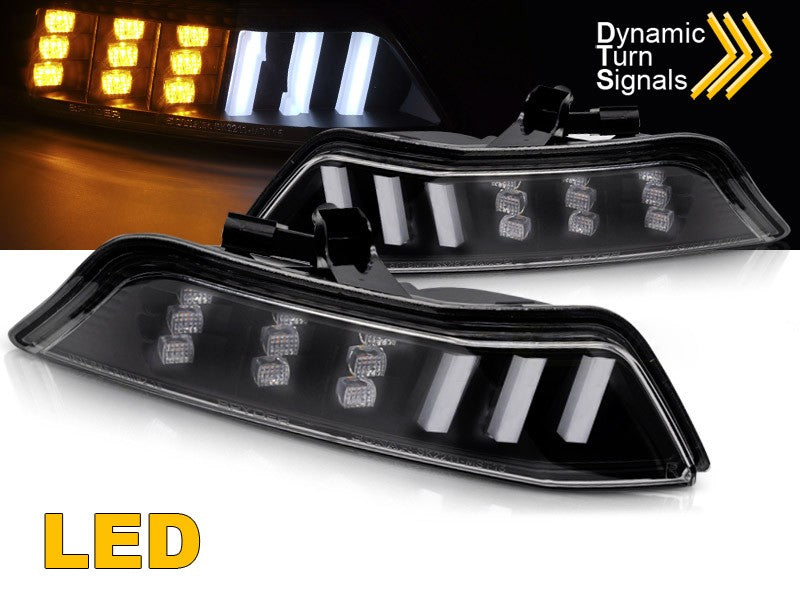 Set semnalizari LED pentru bara fata Ford Mustang (2015-2017), cu baza neagra, stanga + dreapta