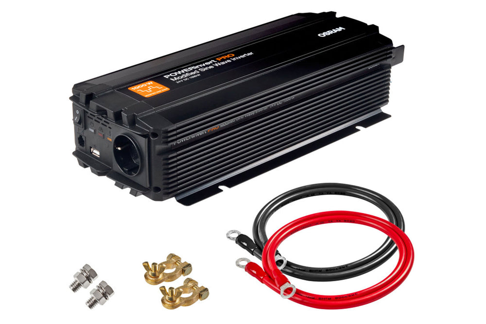 Invertor monofazat de curent Osram Modified Sine Wave Inverter 24V DC, 1000W, 49A, 50Hz, 200-240Vrms, cu un contact