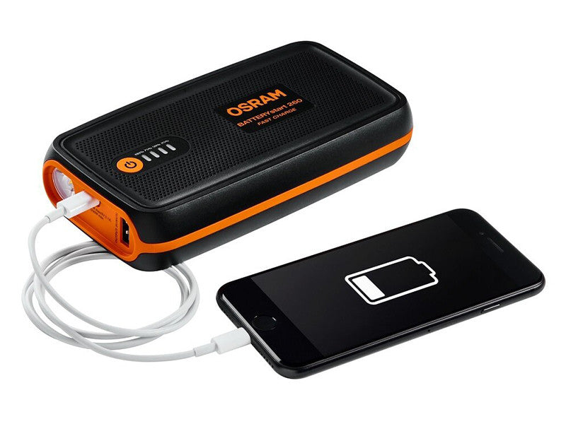 Baterie externa Osram BATTERYstart 260 Fast Charge pentru pornirea motorului, 9000mAh, 200-1000A.