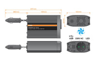 Invertor monofazat Osram POWERinvert 150 12V DC la 230V AC, 150W, 2.1A USB, cu o priza