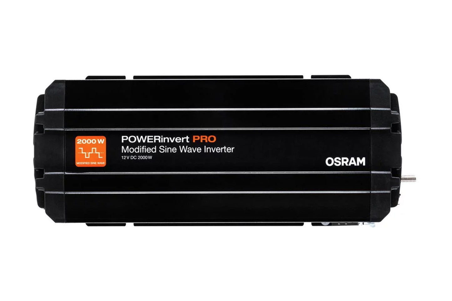 Invertor de curent monofazat Osram, cu unda sinusoidala modificata, 12V DC, 2000W, 196A, 50Hz, 200-240Vrms, cu doua contacte.