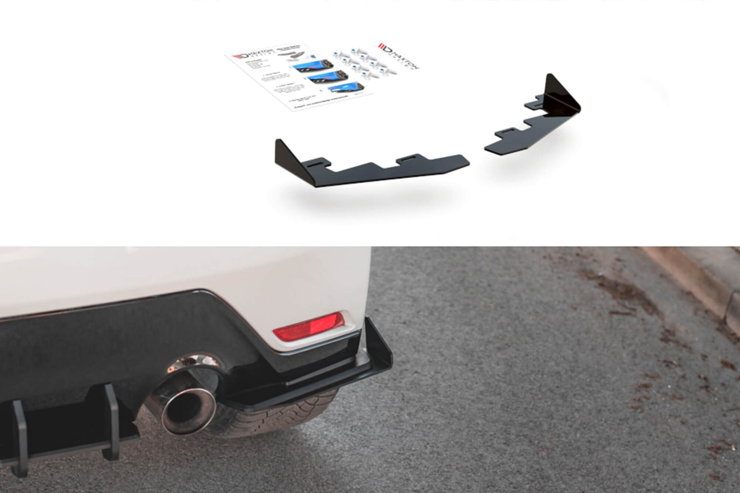 Praguri laterale pentru bara spate GR Maxton Design pentru Toyota Yaris (dupa 2020), negru lucios