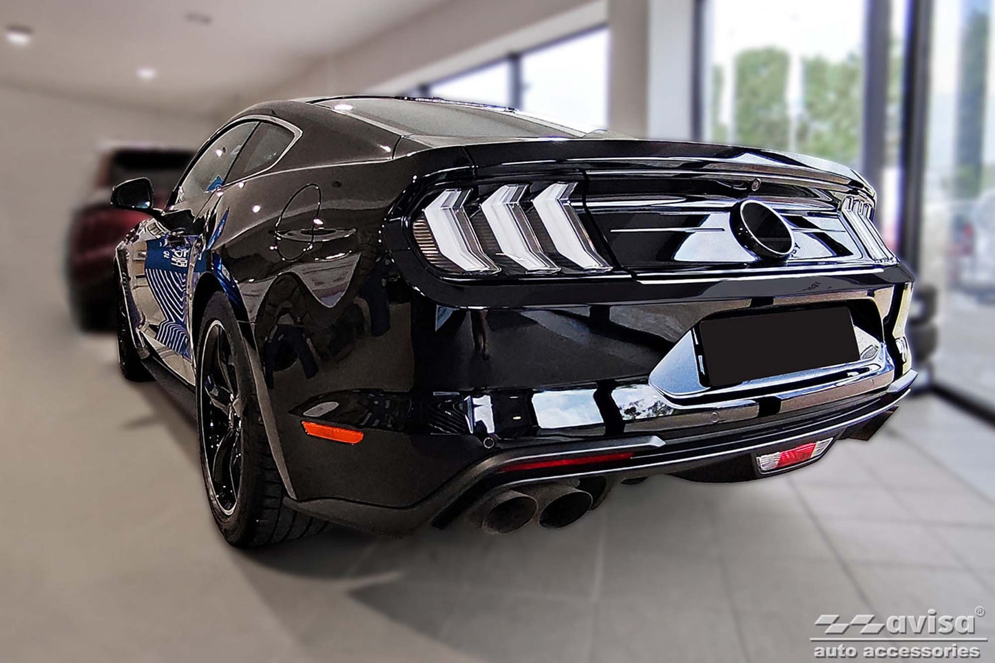 Protector bara spate Avisa pentru Ford Mustang coupe, GT (2015-2017), dupa 2017, cromat