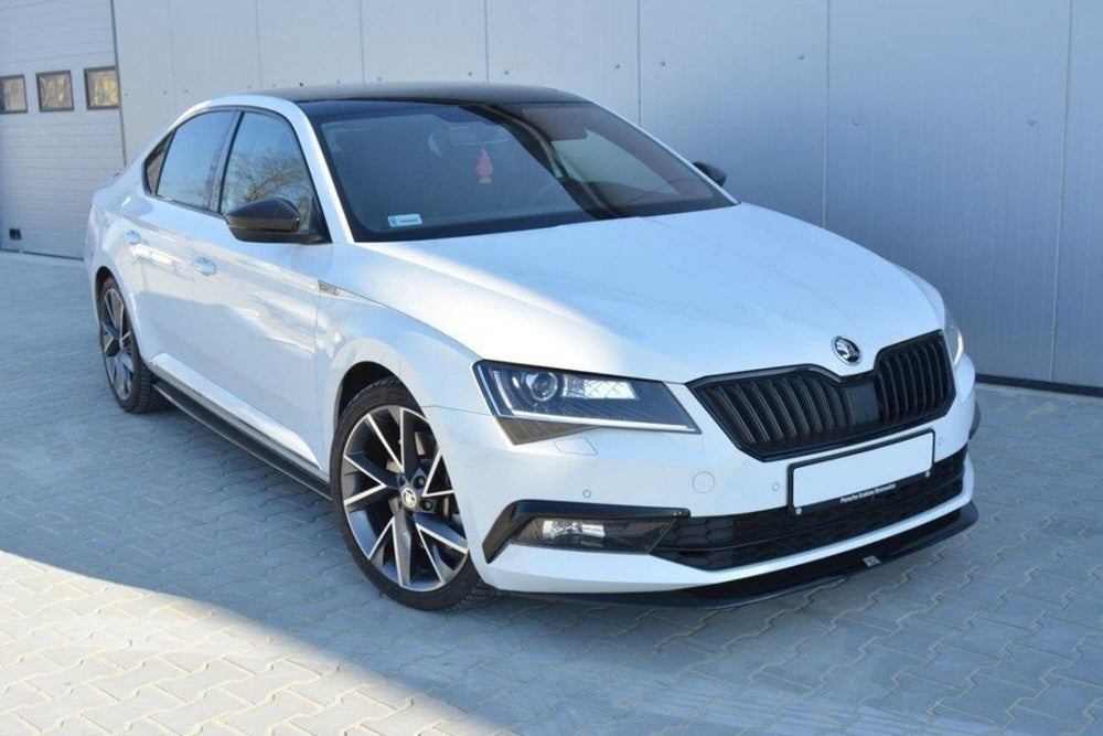 Spoiler Maxton Design versiunea 1 pentru bara față standard Skoda Superb III (2015-2019), negru mat