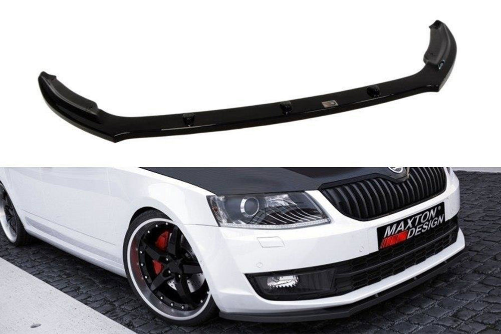 Maxton Design Front Splitter, Version 2, for Skoda Octavia MK3 (2013-2016) Standard Front Bumper, Matte Black