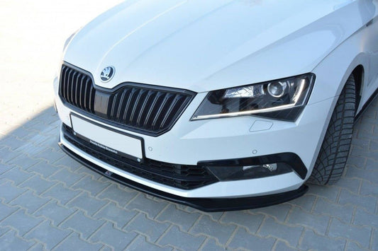 Spoiler Maxton Design V.2 for Skoda Superb III (2015-2019) standard front bumper, gloss black