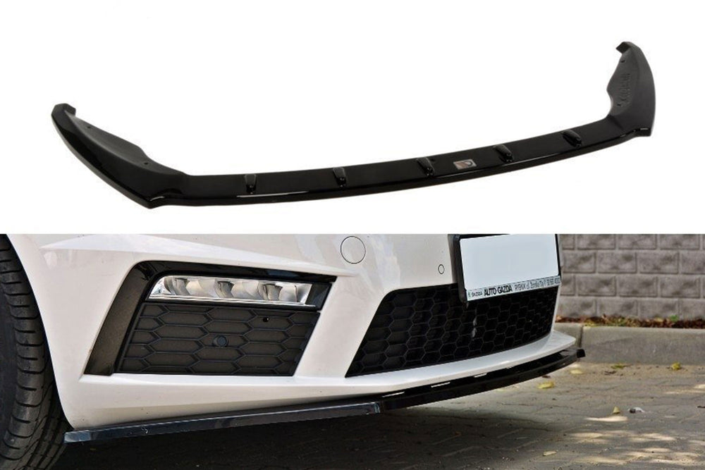 Spoiler frontal Maxton Design V1 pentru bara RS față Skoda Octavia (2013-2019), negru mat