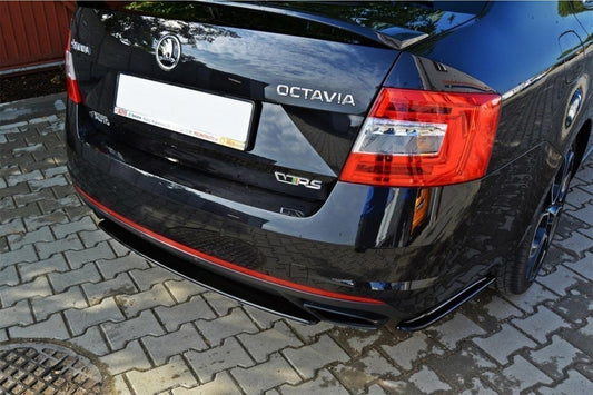 Maxton Design Rear Bumper Side Splitters for Skoda Octavia RS hatchback, station wagon (2013-2019), gloss black
