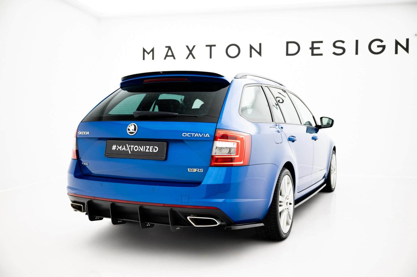 Maxton Design Rear Bumper Side Splitters for Skoda Octavia RS hatchback, station wagon (2013-2019), gloss black