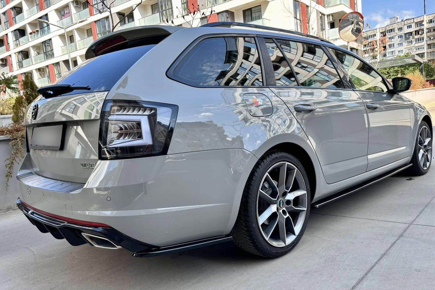 Maxton Design Rear Bumper Side Splitters for Skoda Octavia RS hatchback, station wagon (2013-2019), gloss black