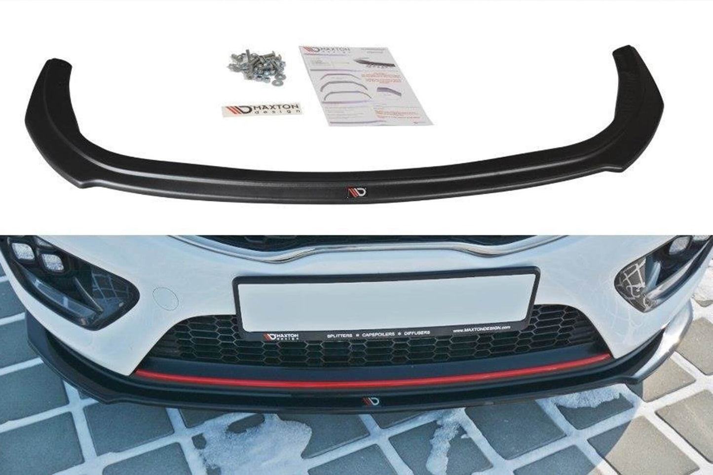 Spoiler Maxton Design pentru bara fata GT a Kia Ceed, Pro Ceed (2013-2018), culoare carbon