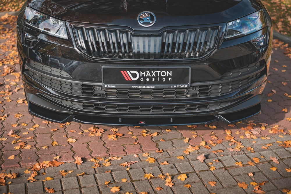 Maxton Design spoiler pentru bara fata Sportline a Skoda Karoq (dupa 2017), culoare carbon