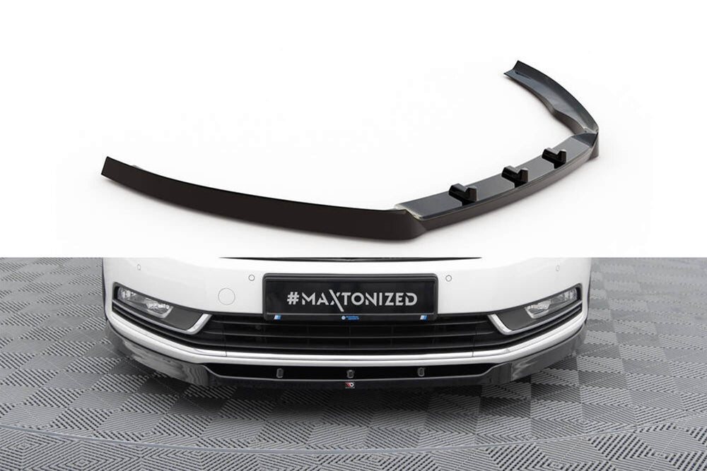 Spoiler Maxton Design pentru bara fata standard a VW Passat B7 (2010-2014), lac negru