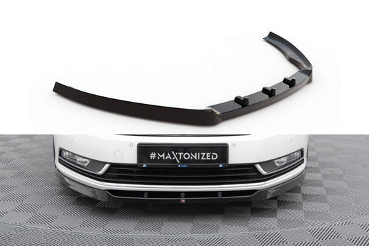 Spoiler Maxton Design pentru bara fata standard a VW Passat B7 (2010-2014), lac negru