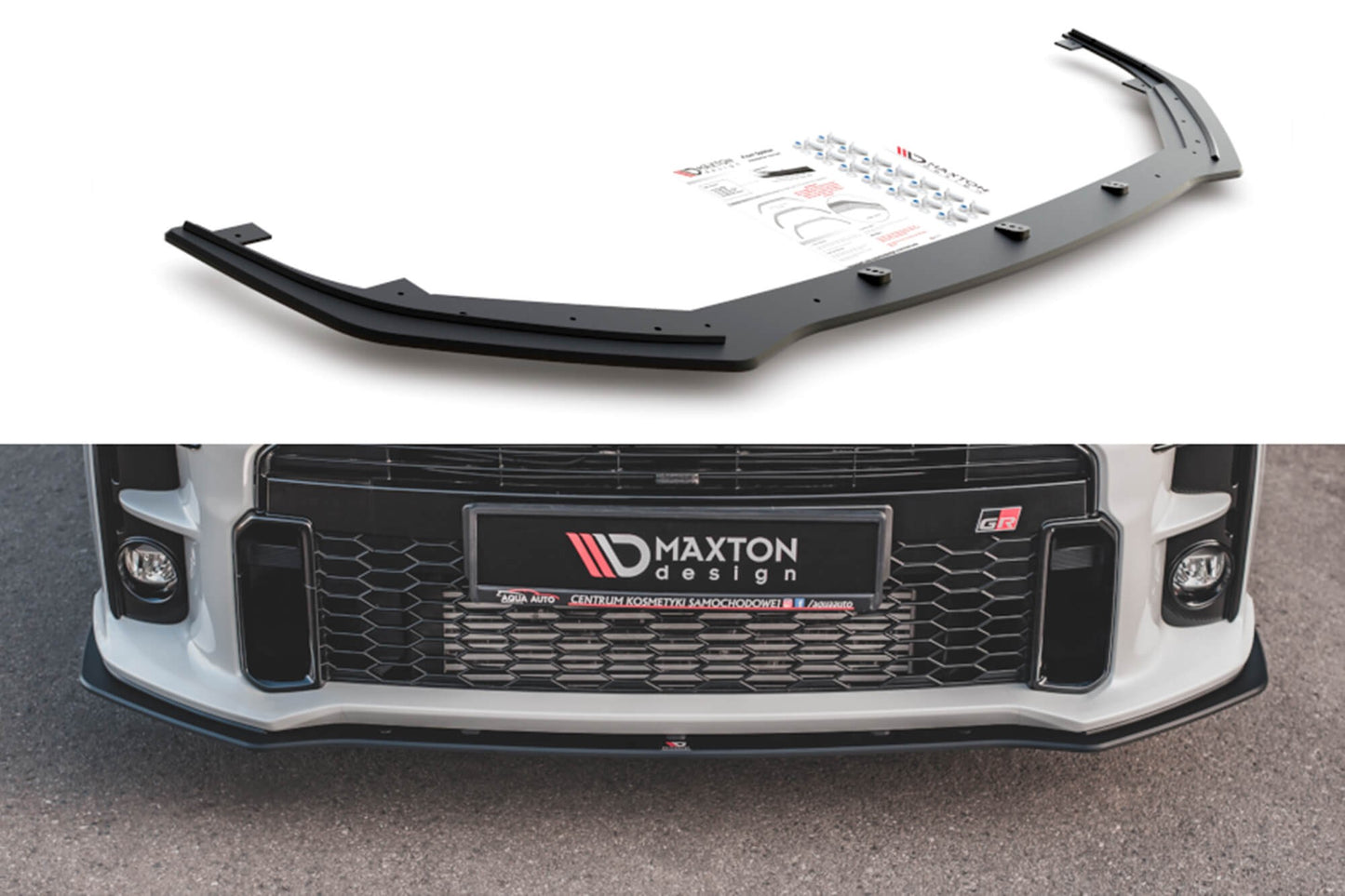 Spoiler tip Racing Maxton Design pentru bara față GR a Toyota Yaris (2020+), negru mat