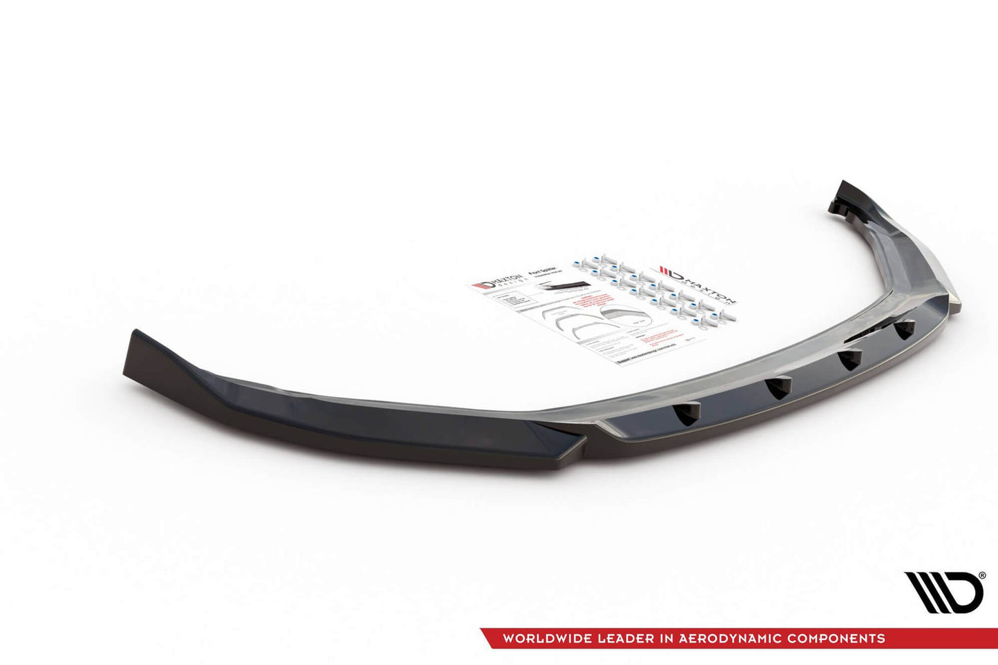 Spoiler Maxton Design versiunea 1 pentru bara față Skoda Kamiq (după 2019), negru lucios