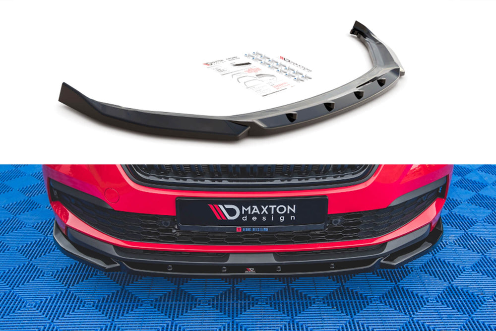 Spoiler Maxton Design versiunea 1 pentru bara față Skoda Kamiq (după 2019), negru lucios
