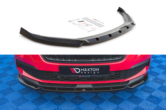 Spoiler Maxton Design versiunea 1 pentru bara fata Skoda Kamiq (dupa 2019), lac negru