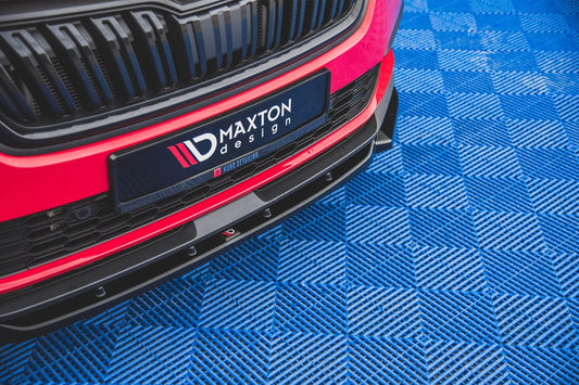 Splitter Maxton Design versiunea 1 pentru bara fata a Skoda Kamiq (dupa 2019), culoare carbon