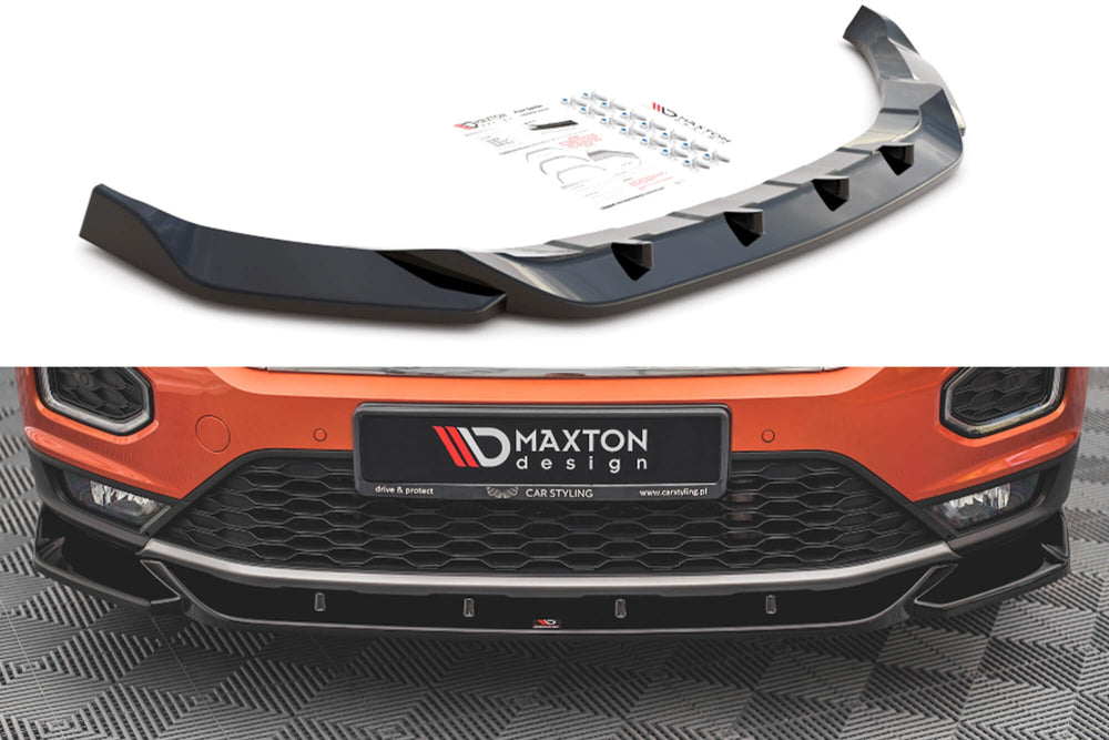 Spoiler Maxton Design versiunea 1 pentru bara fata a VW T-Roc (dupa 2017), culoare carbon