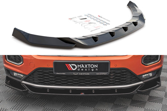 Spoiler Maxton Design versiunea 1 pentru bara fata a VW T-Roc (dupa 2017), culoare carbon