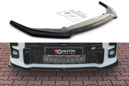 Spoiler Maxton Design versiunea 1 pentru bara fata GR a Toyota Yaris (dupa 2020), negru lucios