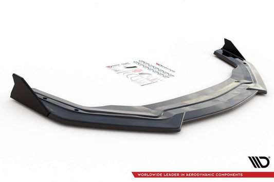 Maxton Design splitter versiunea 1 pentru bara fata GT Ford Mustang dupa 2017, negru lucios