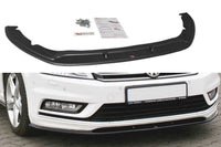Spoiler Maxton Design versiunea 1 pentru bara fata R-Line a VW Passat B7 (2010-2014), culoare carbon