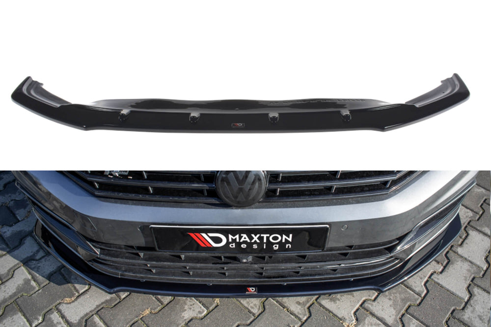 Spoiler Maxton Design versiunea 1 pentru bara fata R-Line a VW Passat B8 (dupa 2015), culoare carbon