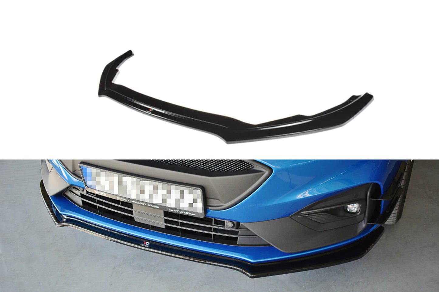 Splitter Maxton Design versiunea 1 pentru bara față ST/ST-Line a Ford Focus (2018-), negru mat