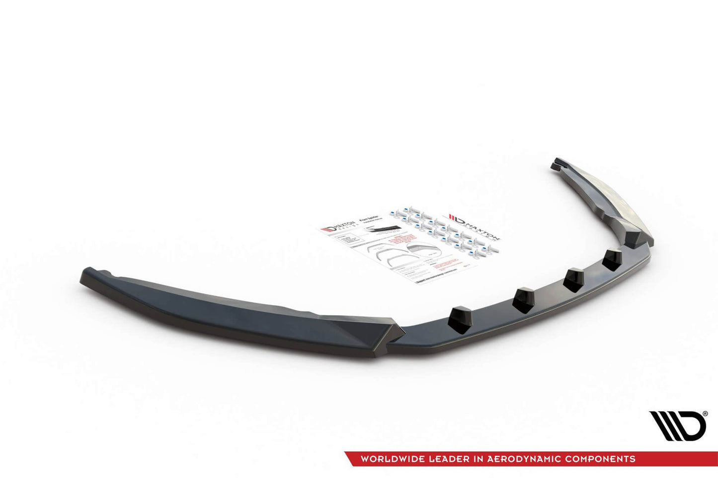 Maxton Design Front Splitter, V.2, for Skoda Octavia Standard Front Bumper (2016-2020), Gloss Black (Copy)