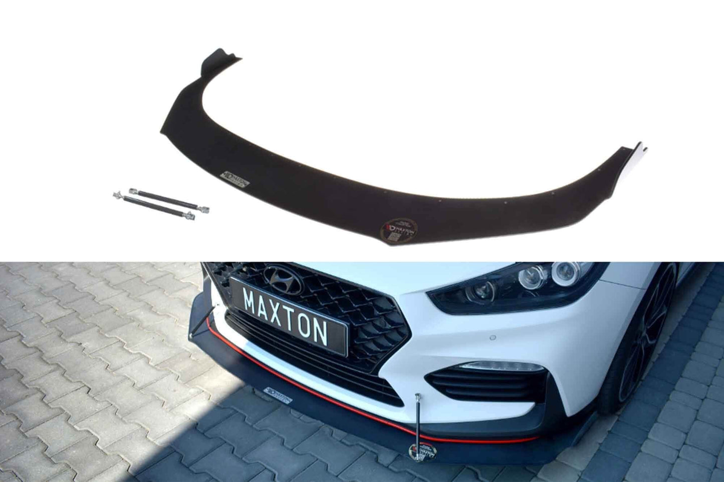 Splitter Maxton Design versiunea 1 tip Racing pentru bara fata N a Hyundai i30 hatchback (2017-), negru mat