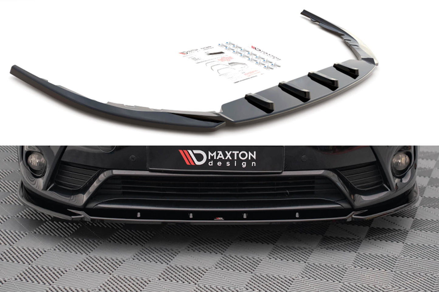 Spoiler Maxton Design versiunea 2 pentru bara față a Toyota Avensis (2015-2018), culoare carbon