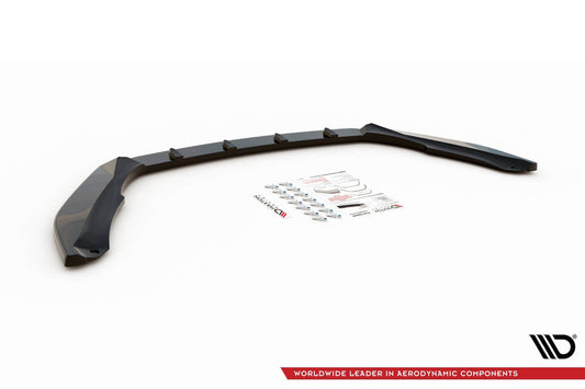 Front Splitter Maxton Design v.2 for Skoda Octavia RS front bumper (2016-2019), matte black